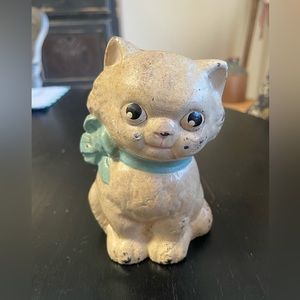 Vintage Cast Iron Cat kitty kitten Bank Antique